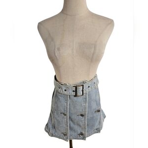 Light Wash Denim Vibtage Y2k Ultra Mini Skirt with Belt